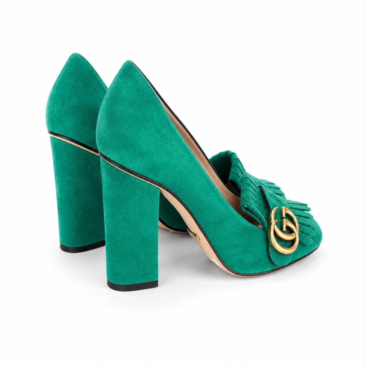 GUCCI - *NEW* PUMPS MARMONT GREEN SUEDE LEATHER SIZE 37 EU