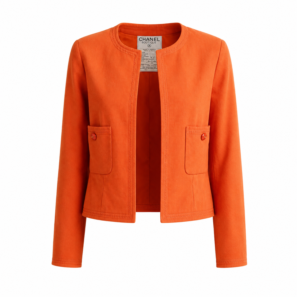 CHANEL - SET JACKET AND SKIRT ORANGE COTTON SIZE 38 EU