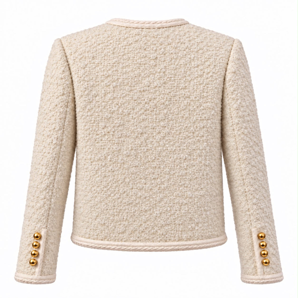 CELINE - JACKET TWEED CHELSEA IVORY WITH GOLD-TONE BUTTONS SIZE 34 FR