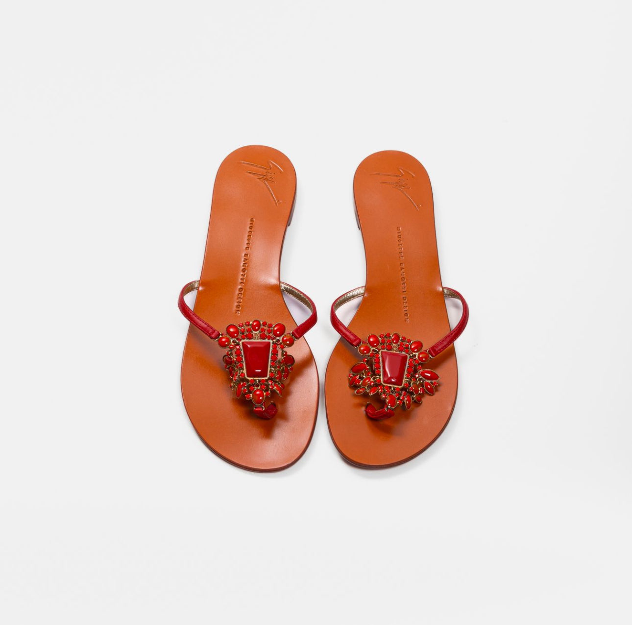 ZANOTTI - *BRAND NEW* SANDALS FLAT STUDDED RED SIZE 37 EU
