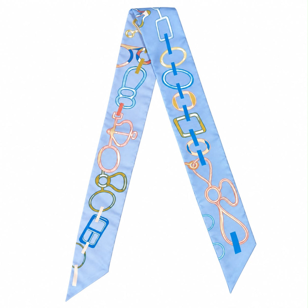 HERMÈS - SCARF TWILLY DO RE BOUCLES IN BLEU CIEL & BLUE COB