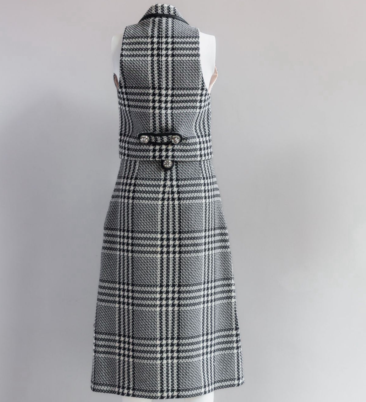 ZUHAIR MURAD - SET VEST AND SKIRT TWEED BLACK & WHITE SIZE 38 FR