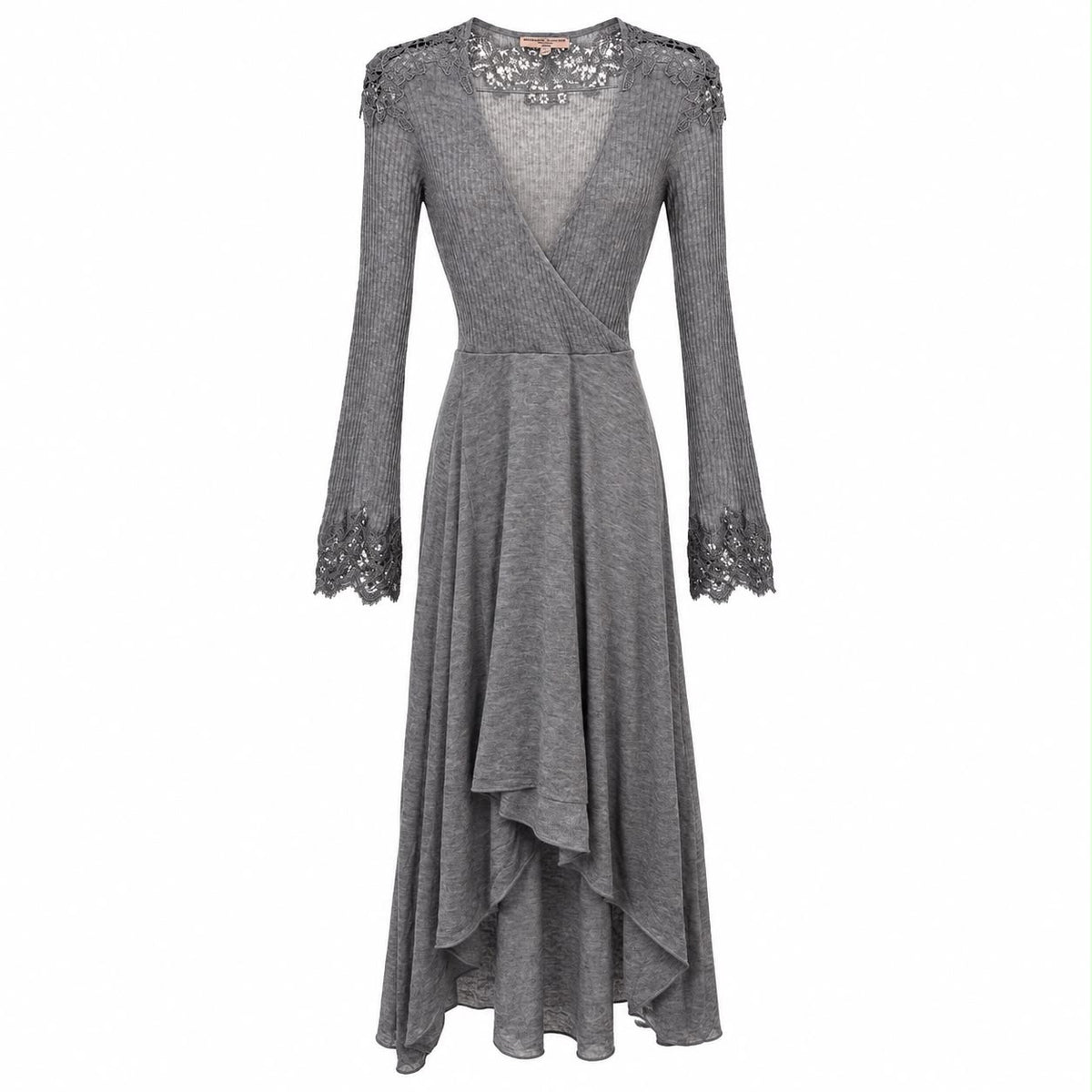 ERMANNO SCERVINO - LONG DRESS  KNIT GREY ALPACA & WOOL SIZE 40 IT
