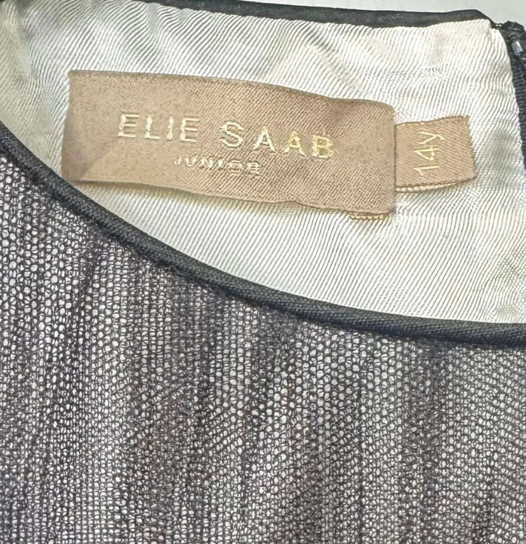 ELIE SAAB - GALA DRESS LONG-SLEEVE BLACK RUFFLES SIZE XS/14Y