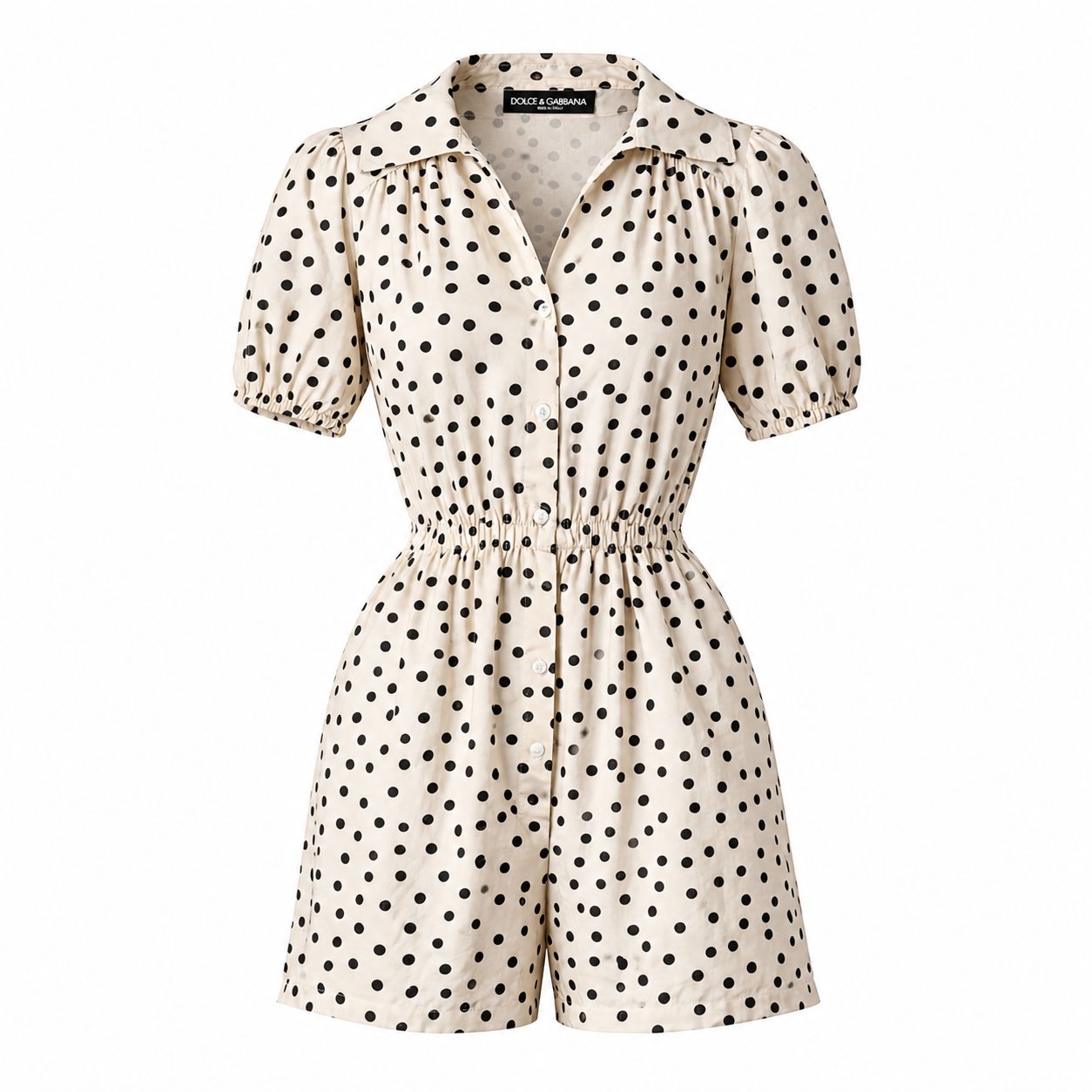 DOLCE & GABBANA - JUMPSUIT ECRU SILK WITH BLACK POLKADOTS SIZE 40 IT
