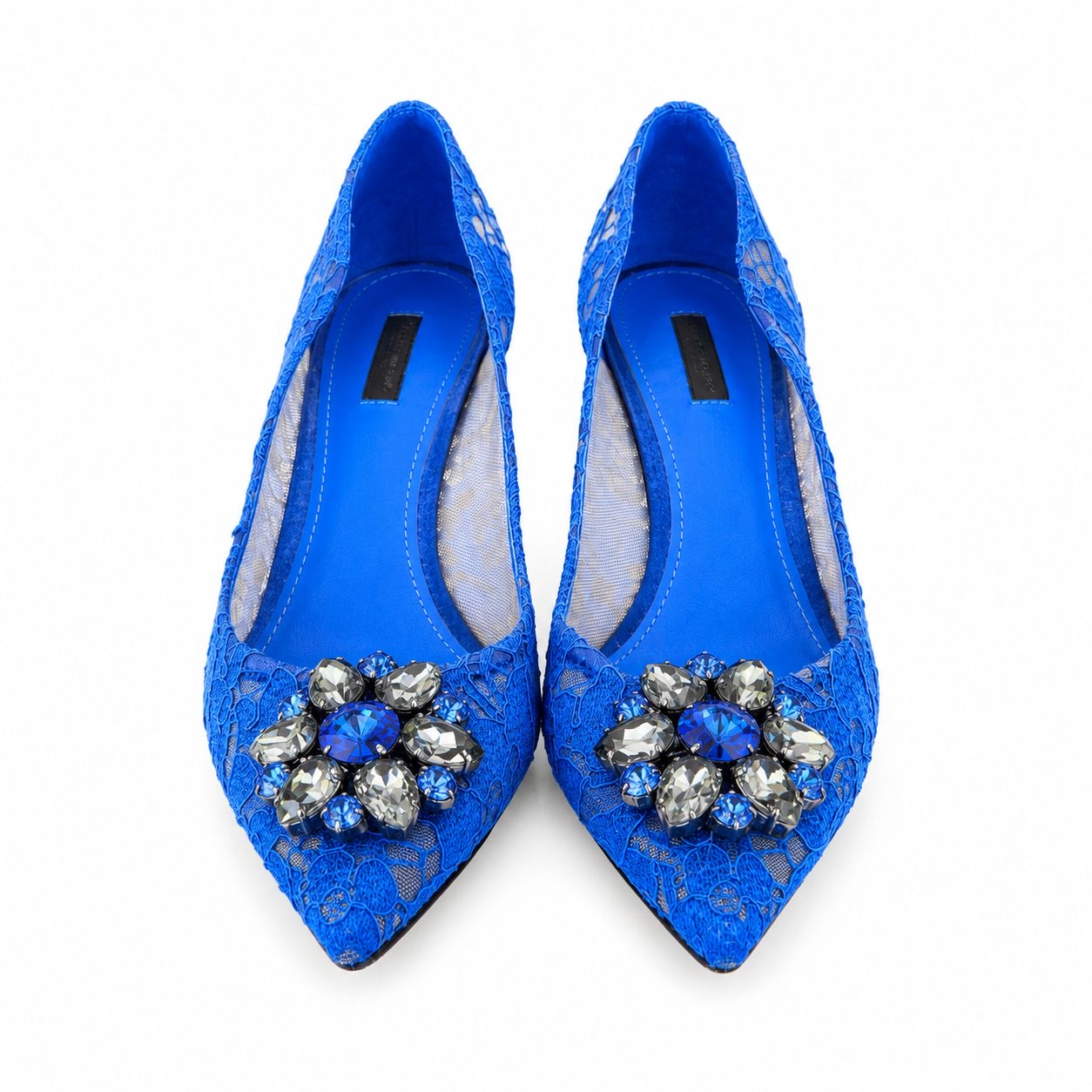 DOLCE & GABBANA - PUMPS TAORMINA LACE ELECTRIC BLUE SIZE 41 EU