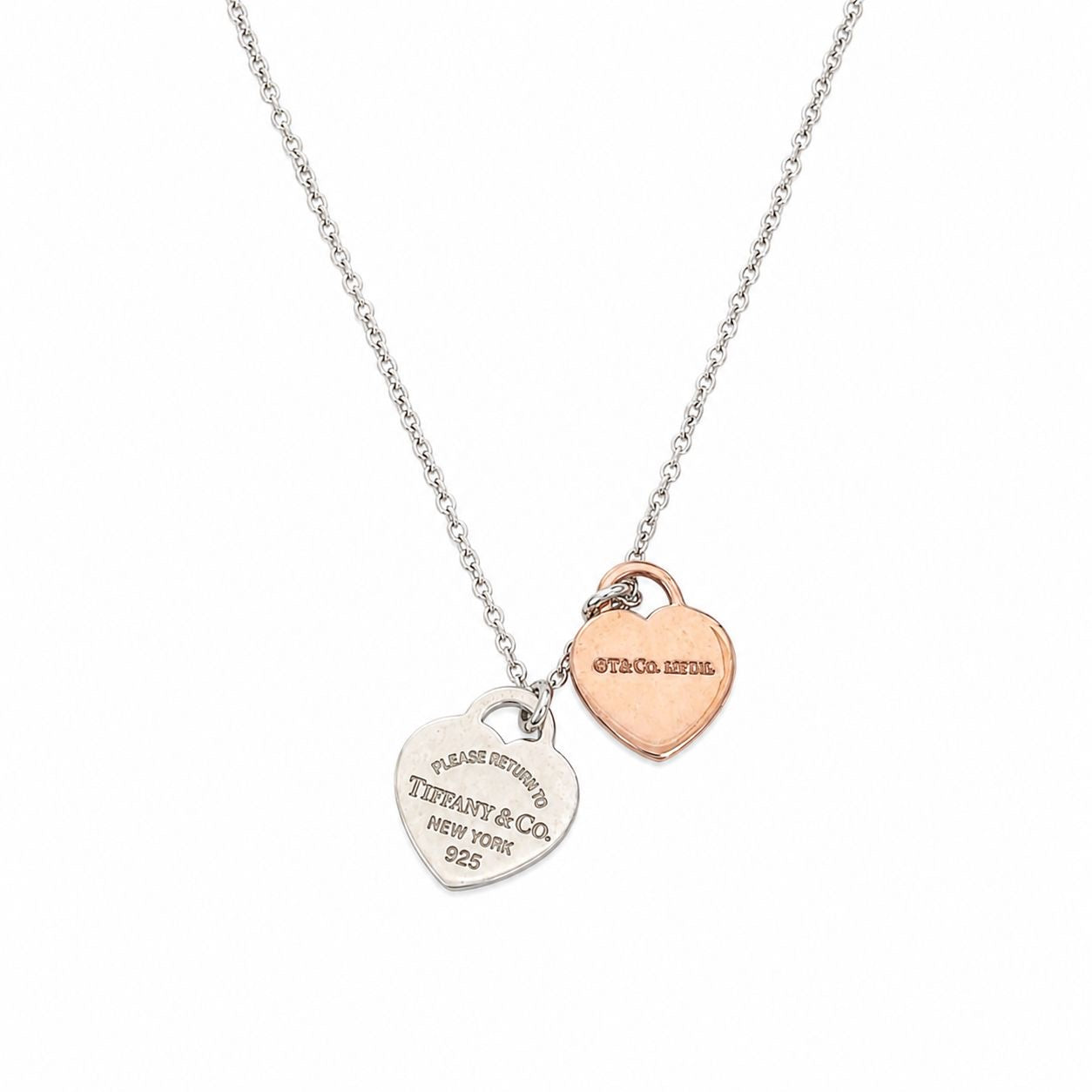 TIFFANY & CO. - *BRAND NEW* NECKLACE DOUBLE HEART IN SILVER AND 18K ROSE GOLD