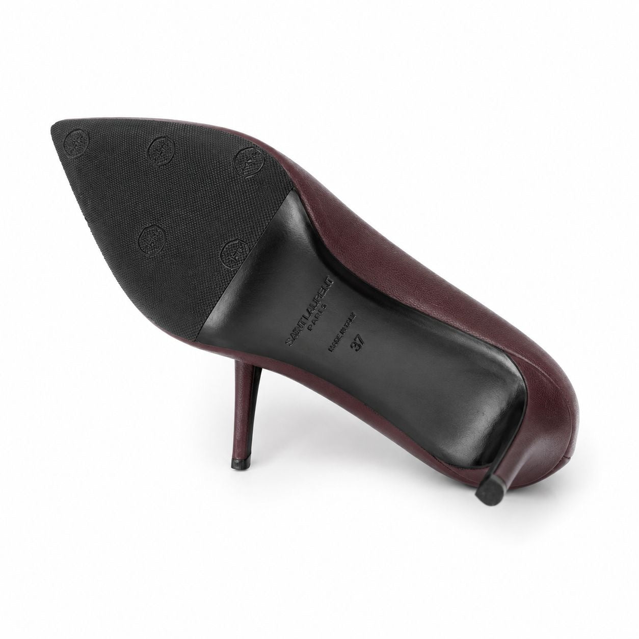 SAINT LAURENT - PUMPS BORDEAUX LEATHER SIZE 37 EU
