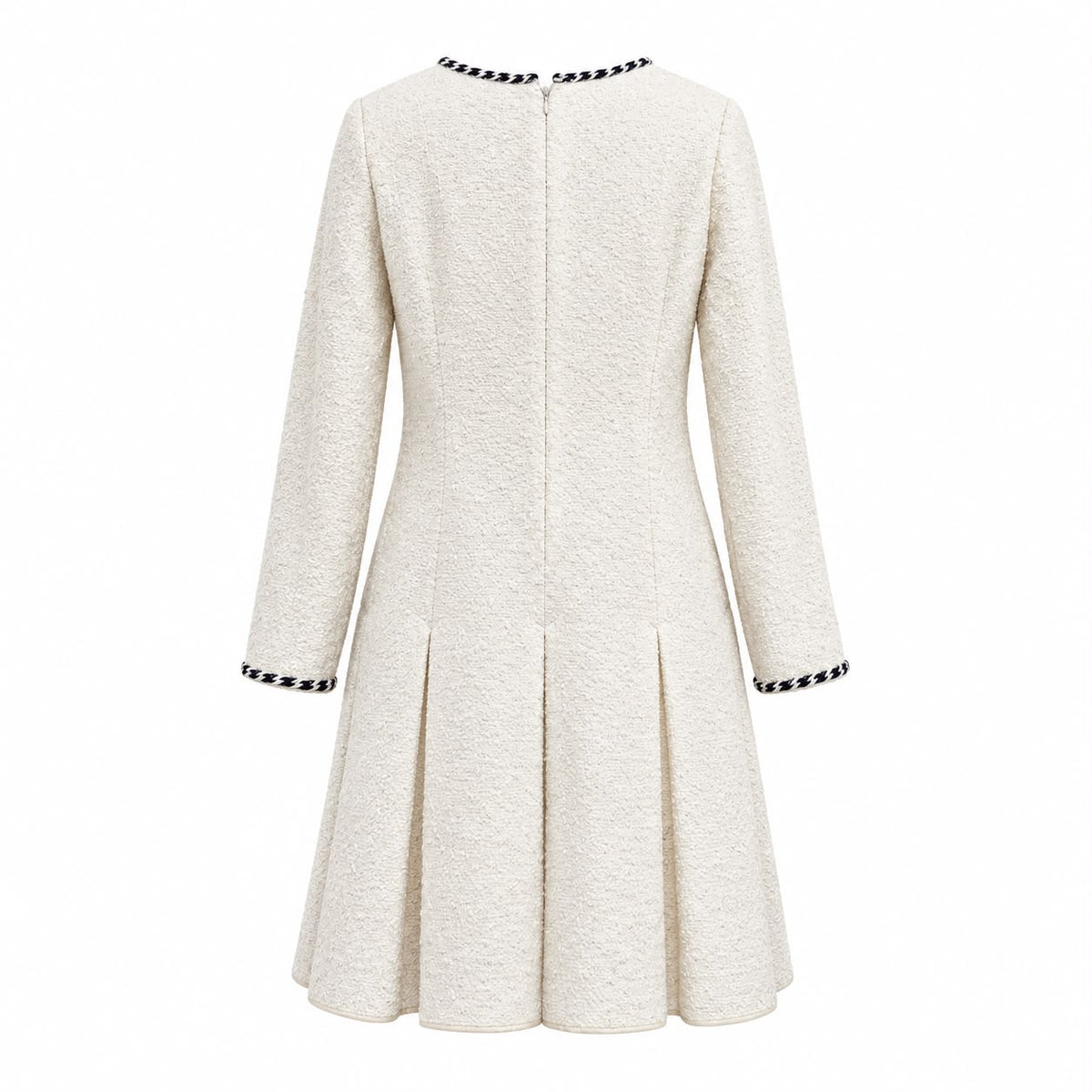 CHANEL - DRESS WHITE TWEED WITH CC LOGO BUTTONS SIZE 38 FR