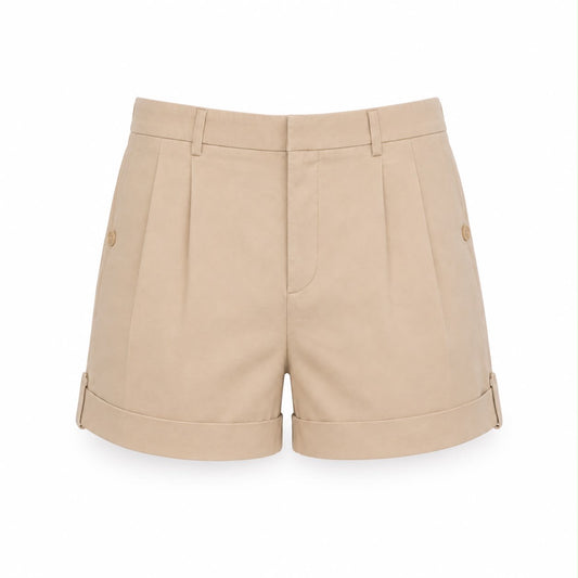 SAINT LAURENT - SHORT LIGHT BROWN COTTON SIZE 42 FR