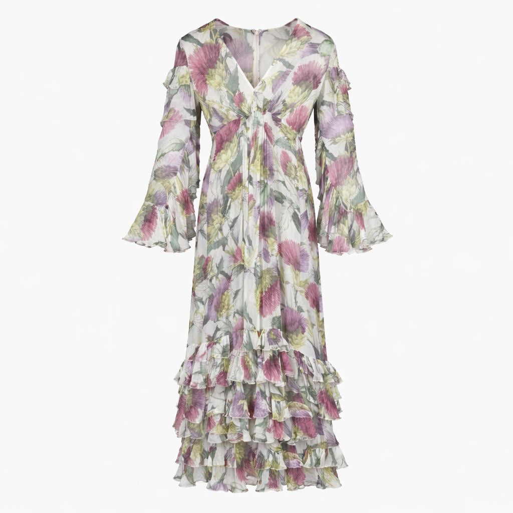 GUCCI - DRESS MULTICOLOR FLORAL SILK SIZE 38 IT
