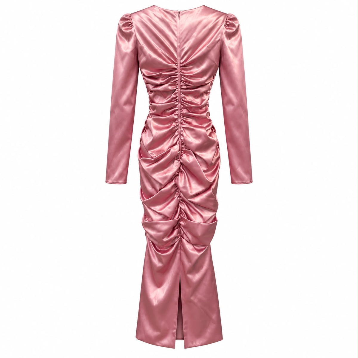 DOLCE & GABBANA – DRESS IN ROSE PINK SATIN WITH RUCHED DETAILING SIZE 36 IT