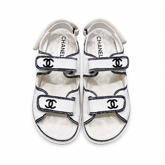 CHANEL - DAD SANDALS BLACK & WHITE SIZE 38,5 EU