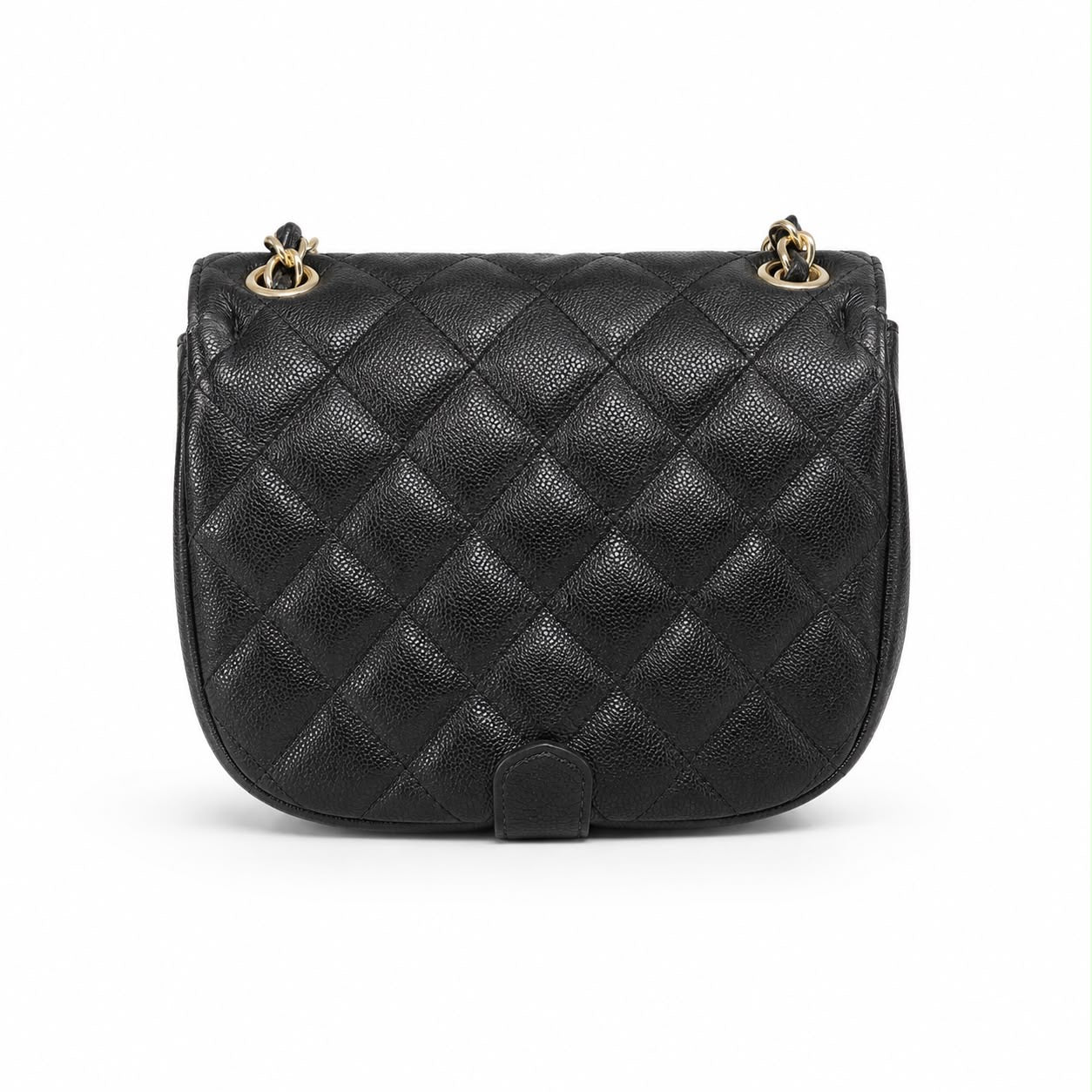 CHANEL - BAG MESSENGER BLACK QUILTED CAVIAR LEATHER GOLD HARDWARE