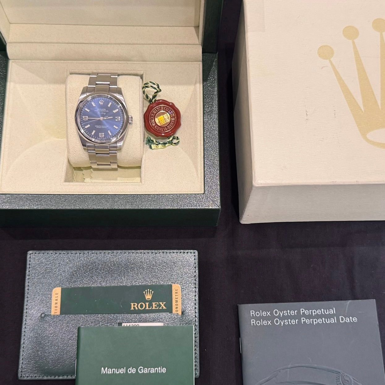 ROLEX - *FULL SET* WATCH OYSTER PERPETUAL AIR-KING 34mm BLUE DIAL
