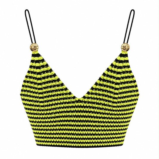 LOEWE X PAULA’S IBIZA - TOP CROPPED BLACK AND FLUO GREEN SIZE S