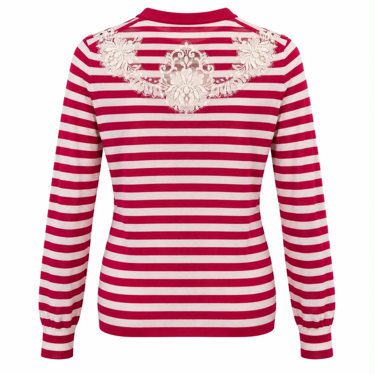 DOLCE & GABBANA - SWEATER KNIT SILK STRIPED RED & WHITE SIZE 40 IT