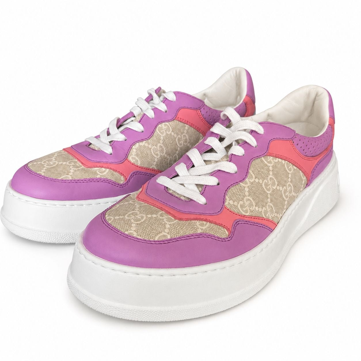 GUCCI - SNEAKERS GG PASTEL PLATFORM PINK & PURPLE SIZE 42 EU