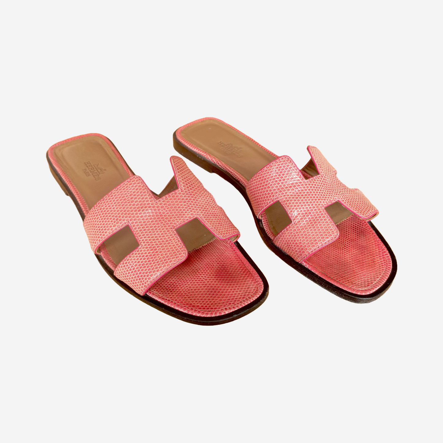 HERMÈS - ORAN SANDALS PINK LIZARD SIZE 36 EU