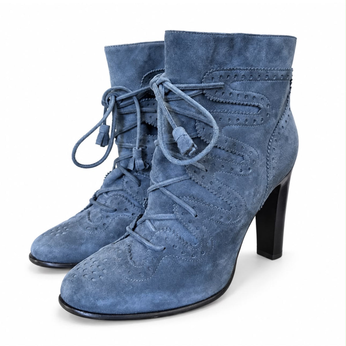 HERMÈS - *NEW* ANKLE BOOTS TEAL SUEDE SIZE 39 EU