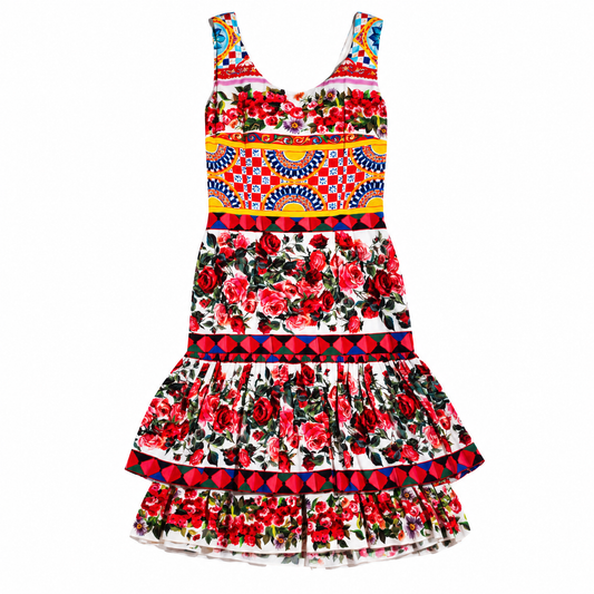 DOLCE & GABBANA - DRESS MINI MAMBO PRINT MULTICOLOR SIZE 40 IT
