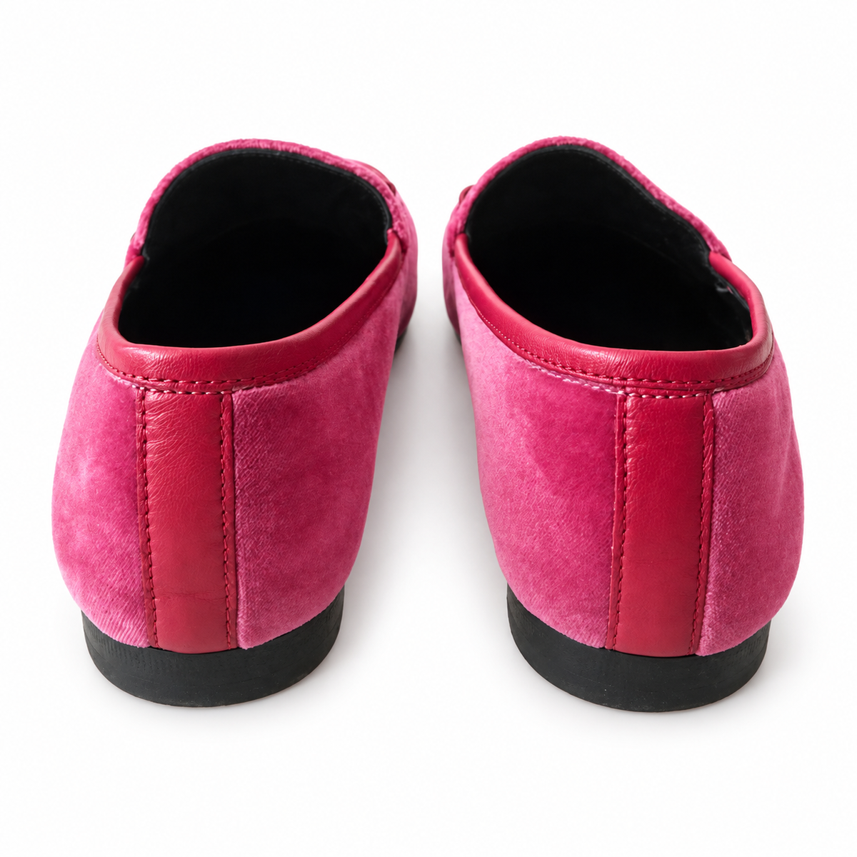 GUCCI – PINK FUCHSIA VELVET HORSEBIT LOAFERS WITH GOLD-TONE HARDWARE SIZE 37 EU