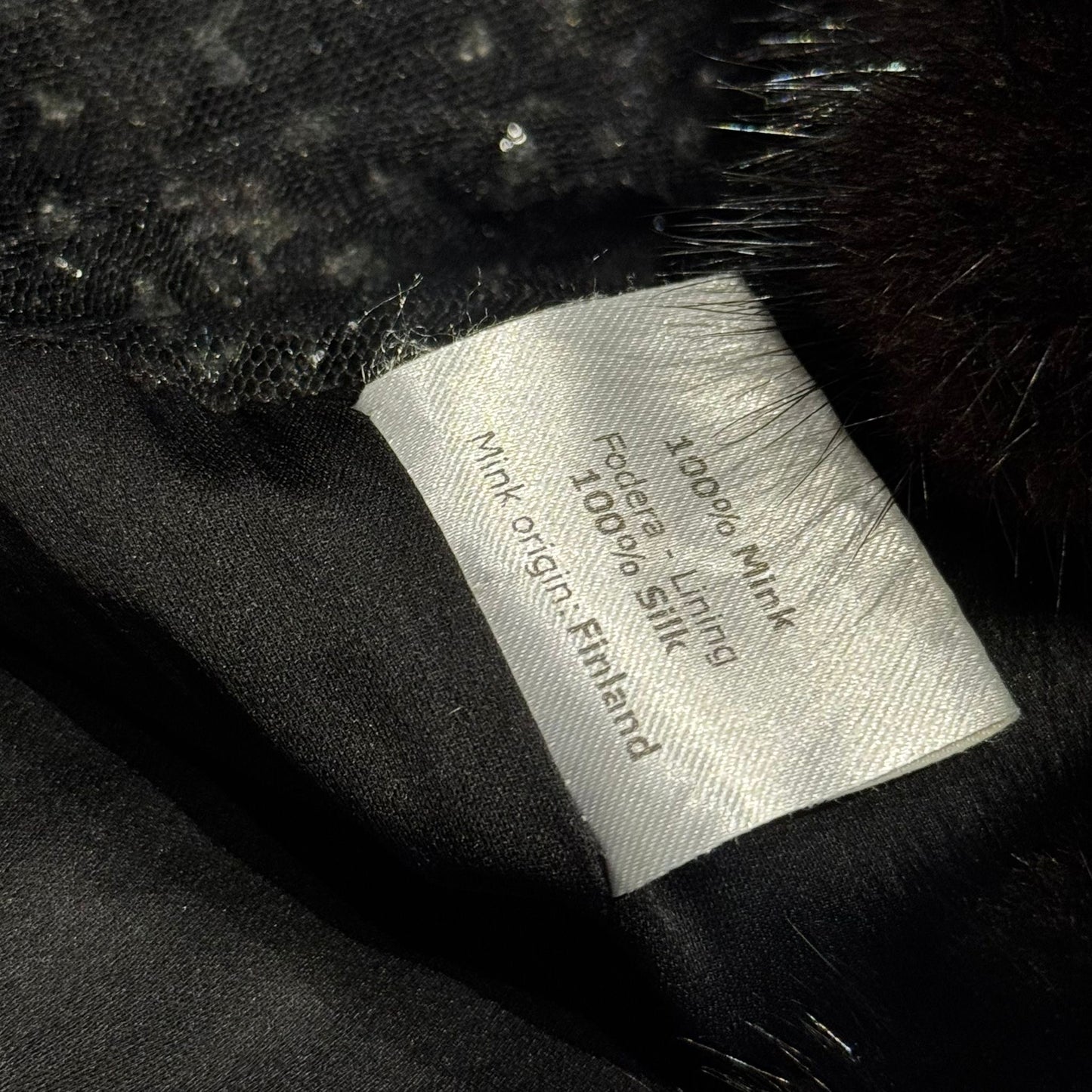 VALENTINO - *RARE* FUR MINK COAT BLACK WITH BEADED INSERT