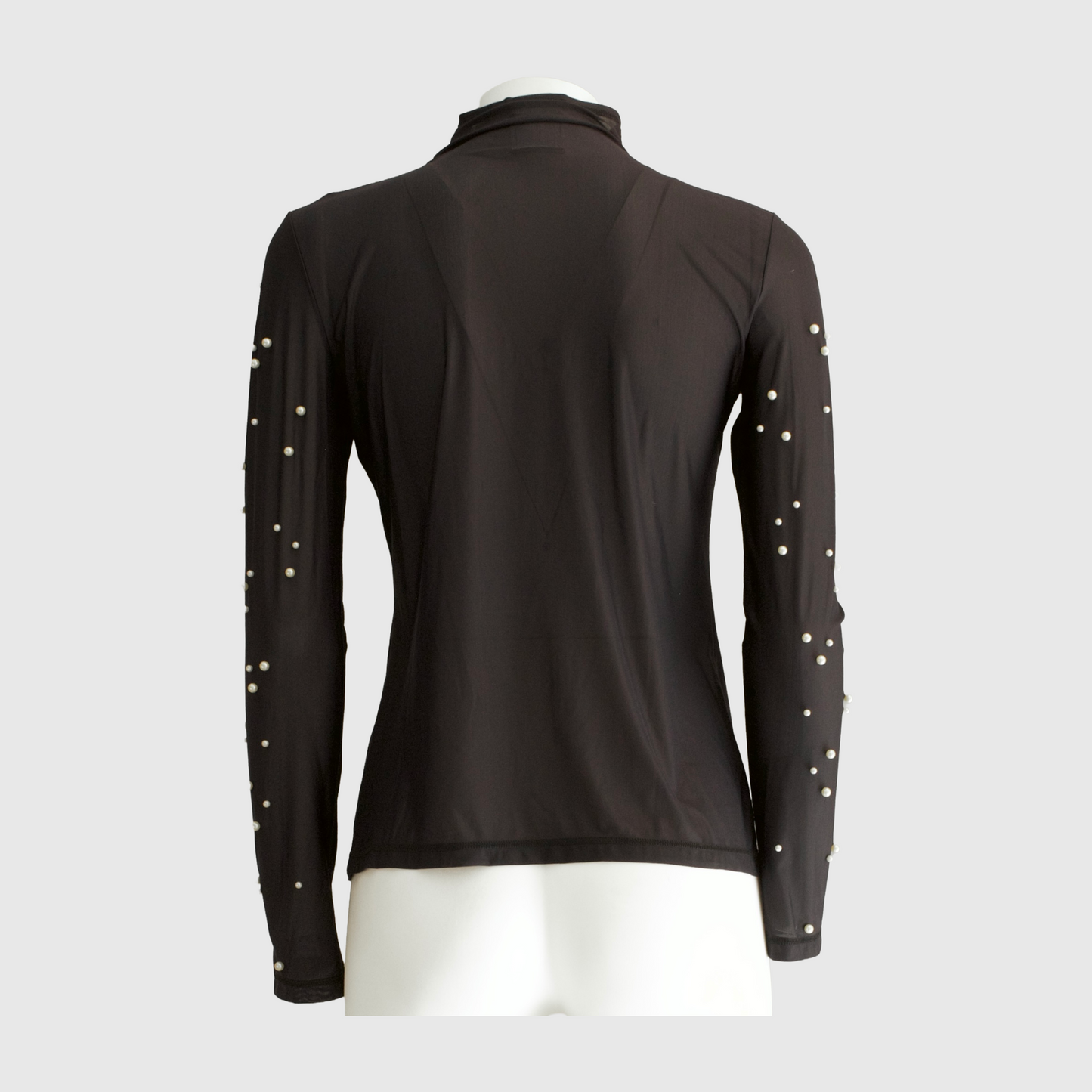 CHANEL - TOP TURLENECK BLACK WITH WHITE PEARLS SIZE 38 FR