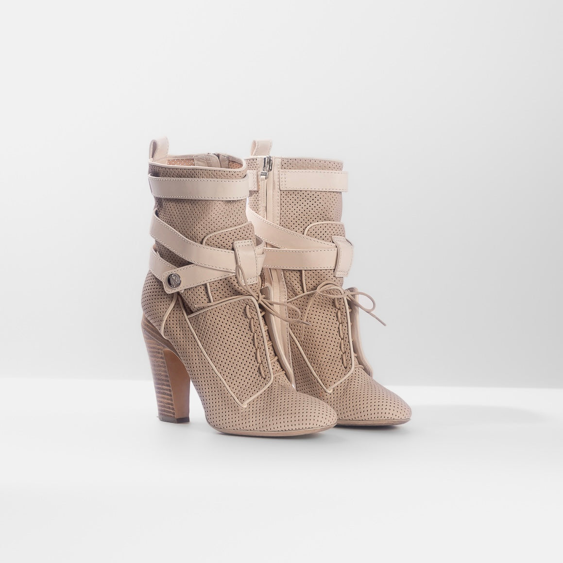 FENDI - HIGH ANKLE BOOTIES PINK LEATHER SIZE 39 EU