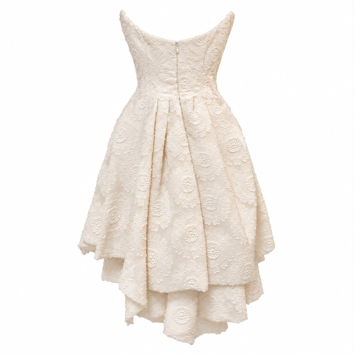 ERMANNO SCERVINO - DRESS MINI BUSTIER STRAPLESS IVORY WITH ASYMMETRIC RUFFLED SKIRT SIZE 42 IT