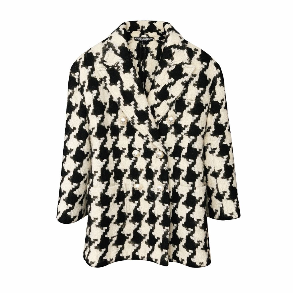 DOLCE & GABBANA - COAT SHORT OVERSIZED HOUNDSTOOTH SIZE 36 IT