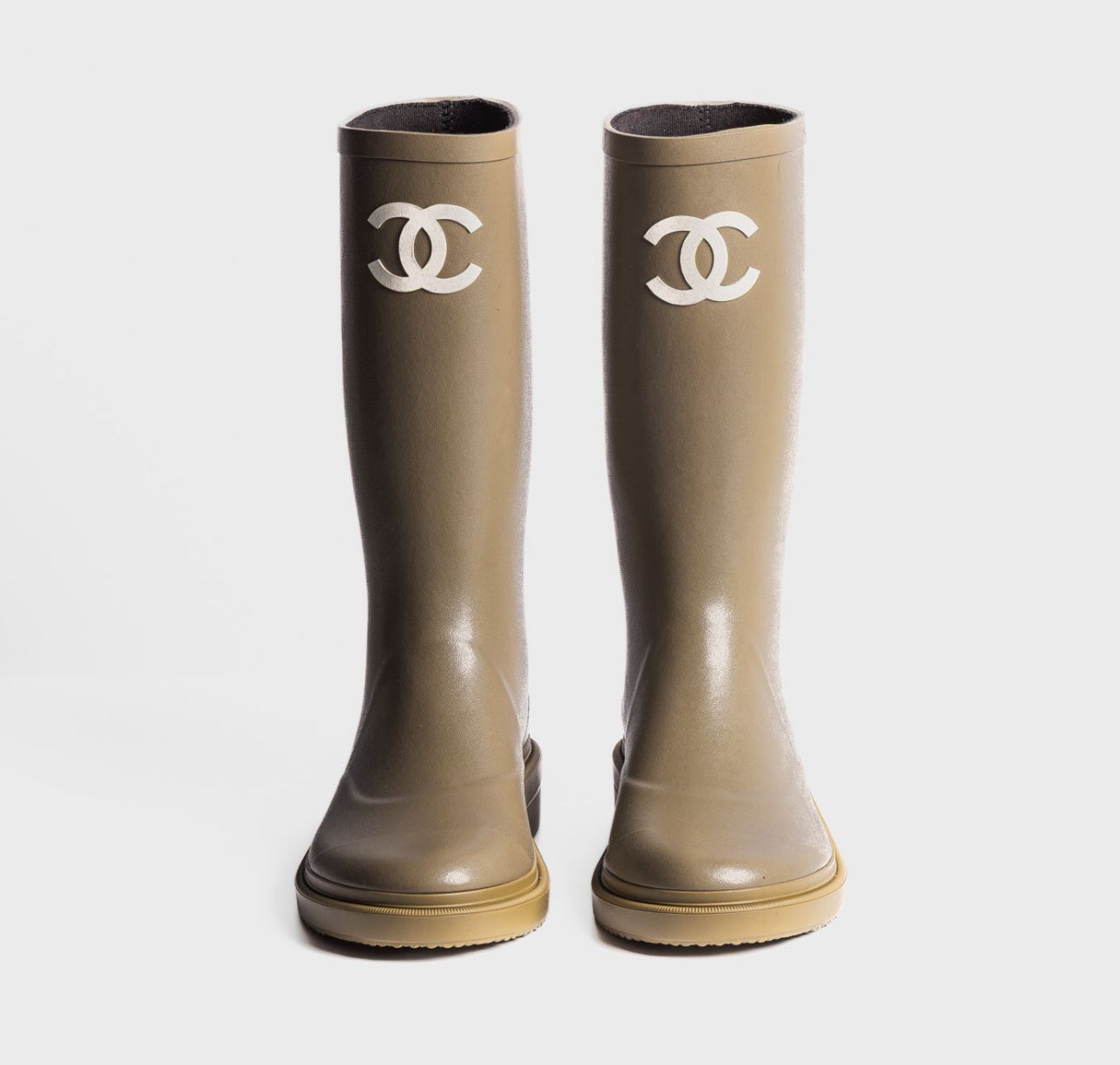 CHANEL - *BRAND NEW* HIGH RAIN BOOTS KHAKI SIZE 37 EU