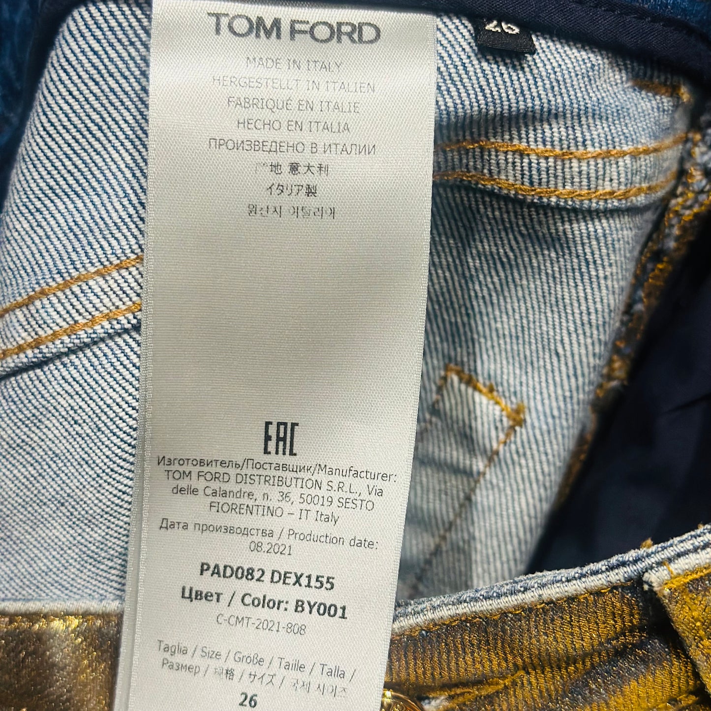 TOM FORD - TROUSERS JEANS GOLD SIZE 26