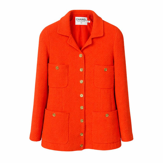 CHANEL - JACKET VINTAGE RED GOLD CC BUTTONS SIZE 38 FR