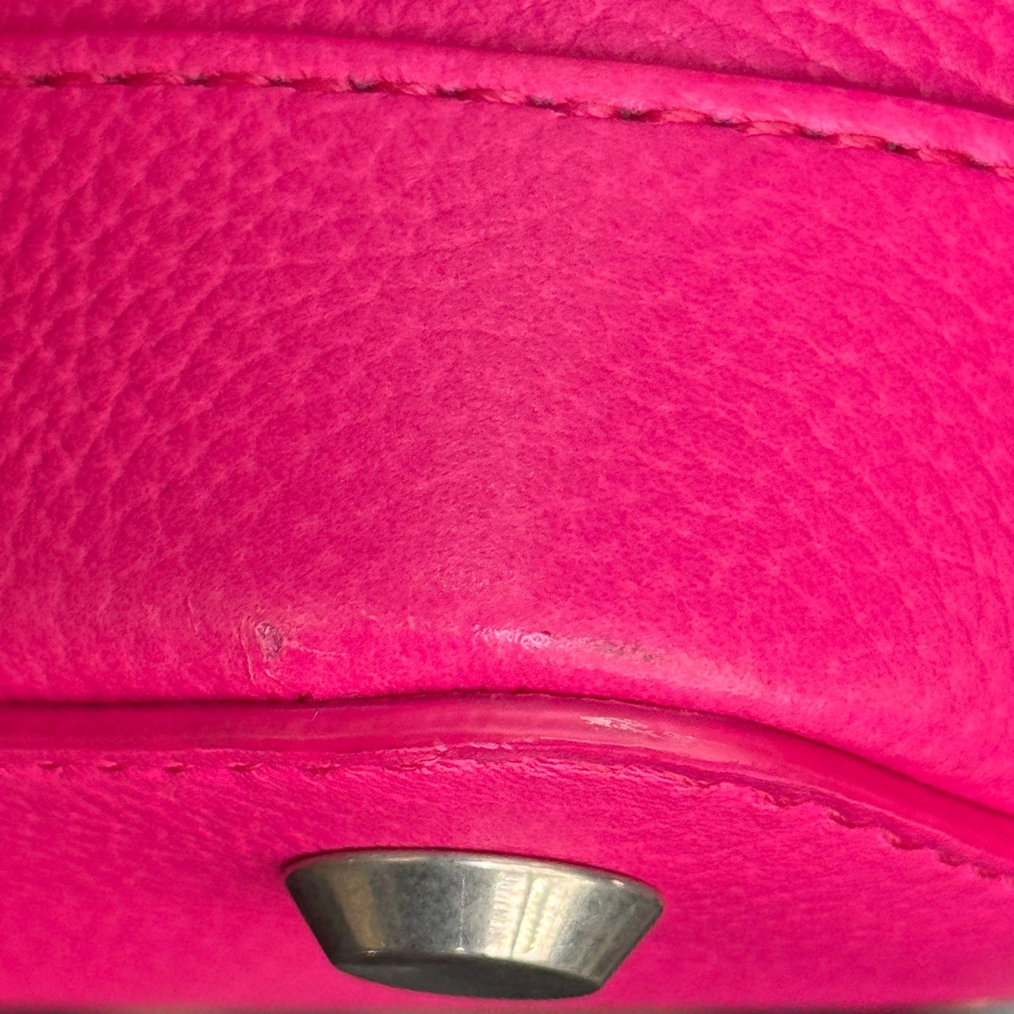BALENCIAGA - BAG VILLE XXS FUCHSIA PINK GRAINED CALFSKIN