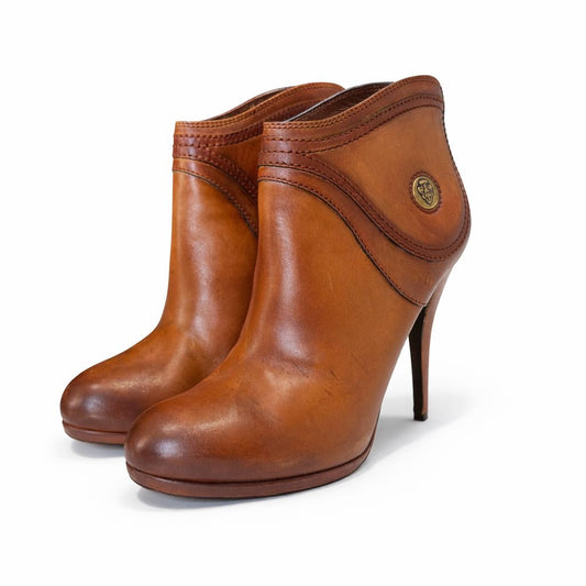 GUCCI - HIGH ANKLE BOOTIES BROWN LEATHER SIZE 40 EU