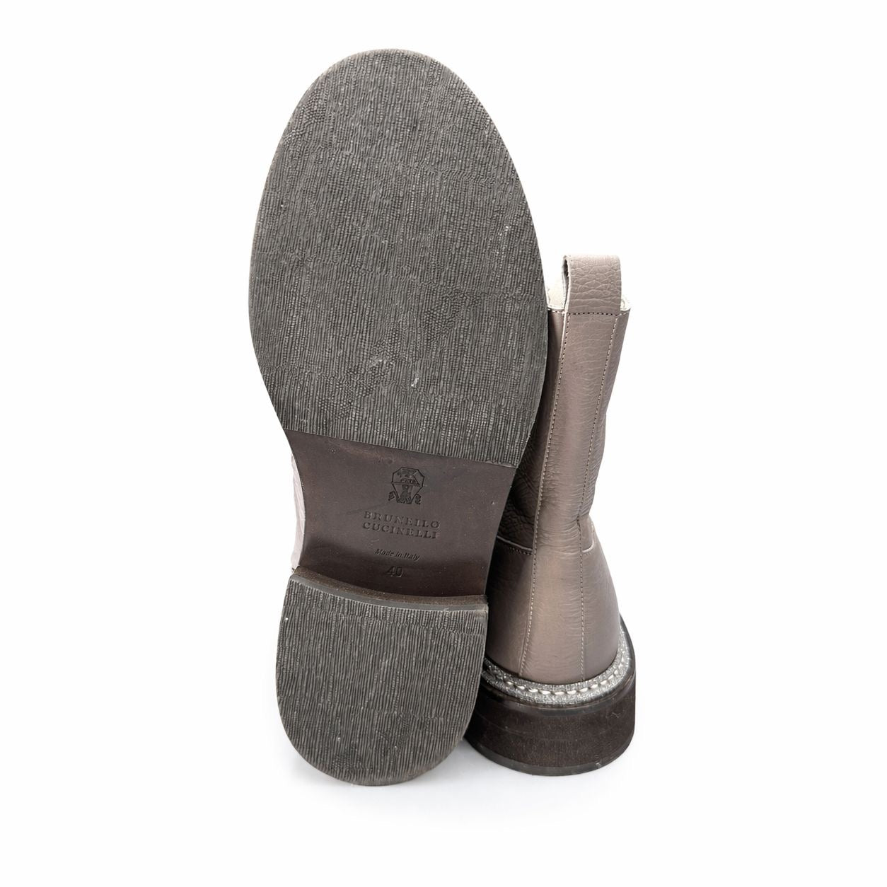 BRUNELLO CUCCINELLI - BOOTIES BROWN LEATHER SIZE 40 EU