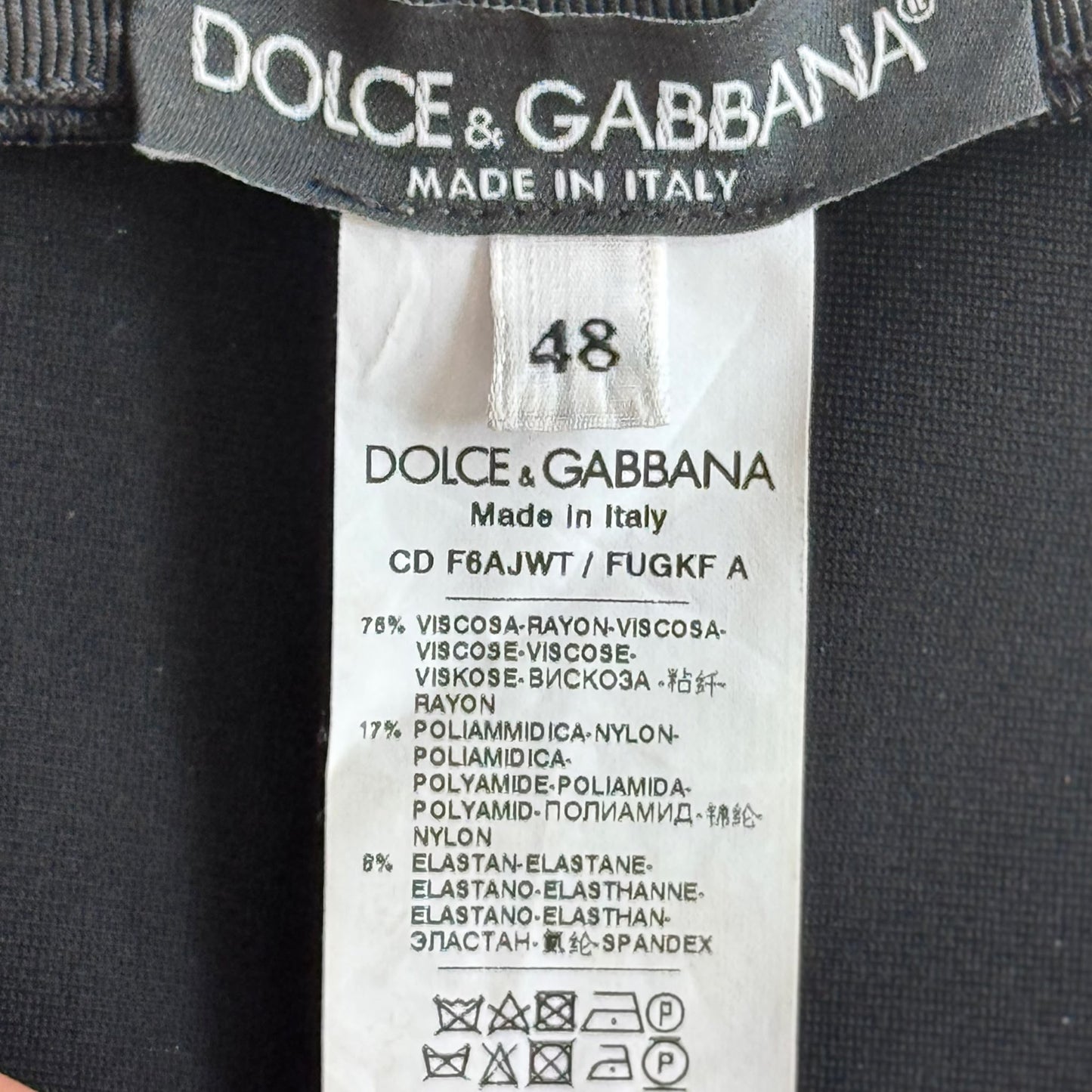 DOLCE & GABBANA - DRESS LONG ONE-SHOULDER STRETCH JERSEY BLACK SIZE 48 IT