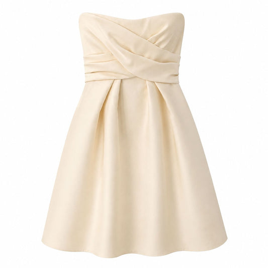 DIOR - DRESS MINI BUSTIER ECRU WOOL & SILK SIZE 36 FR