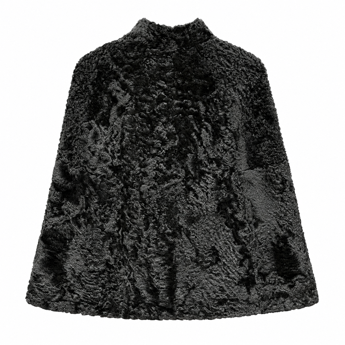 SAINT LAURENT - CAPE BLACK SHEARLING SIZE 34 FR