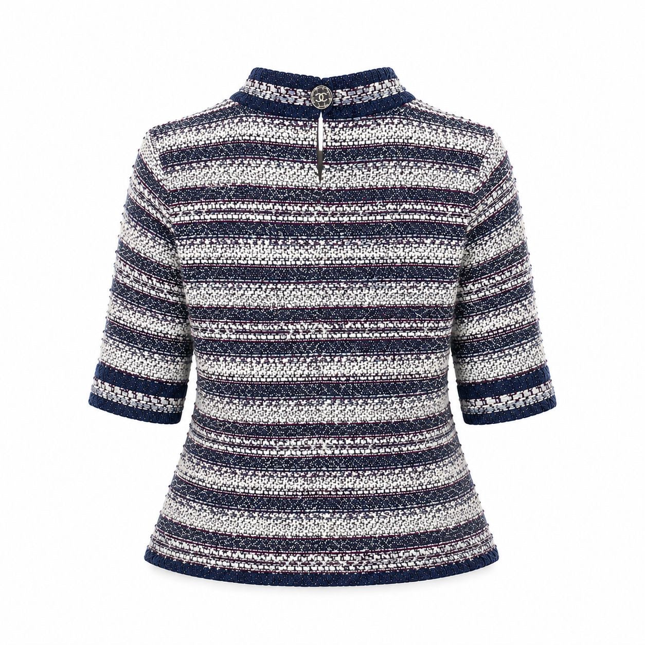 CHANEL - TUNIC SHIRT TWEED BLUE/WHITE SIZE 38 FR
