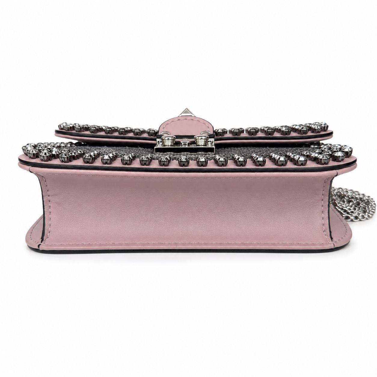 VALENTINO - BAG ROCKSTUD PINK LEATHER SILVER HARDWARE