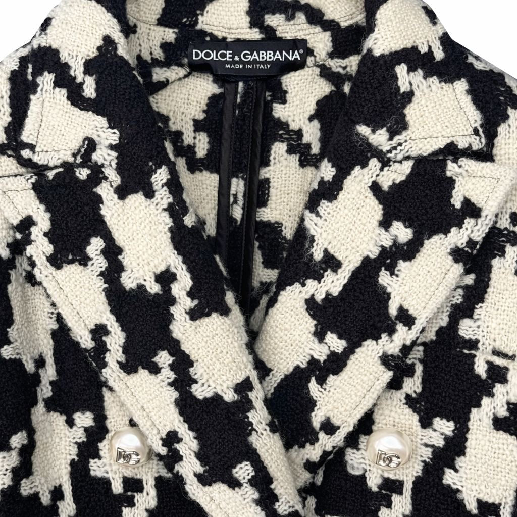 DOLCE & GABBANA - COAT SHORT OVERSIZED HOUNDSTOOTH SIZE 36 IT