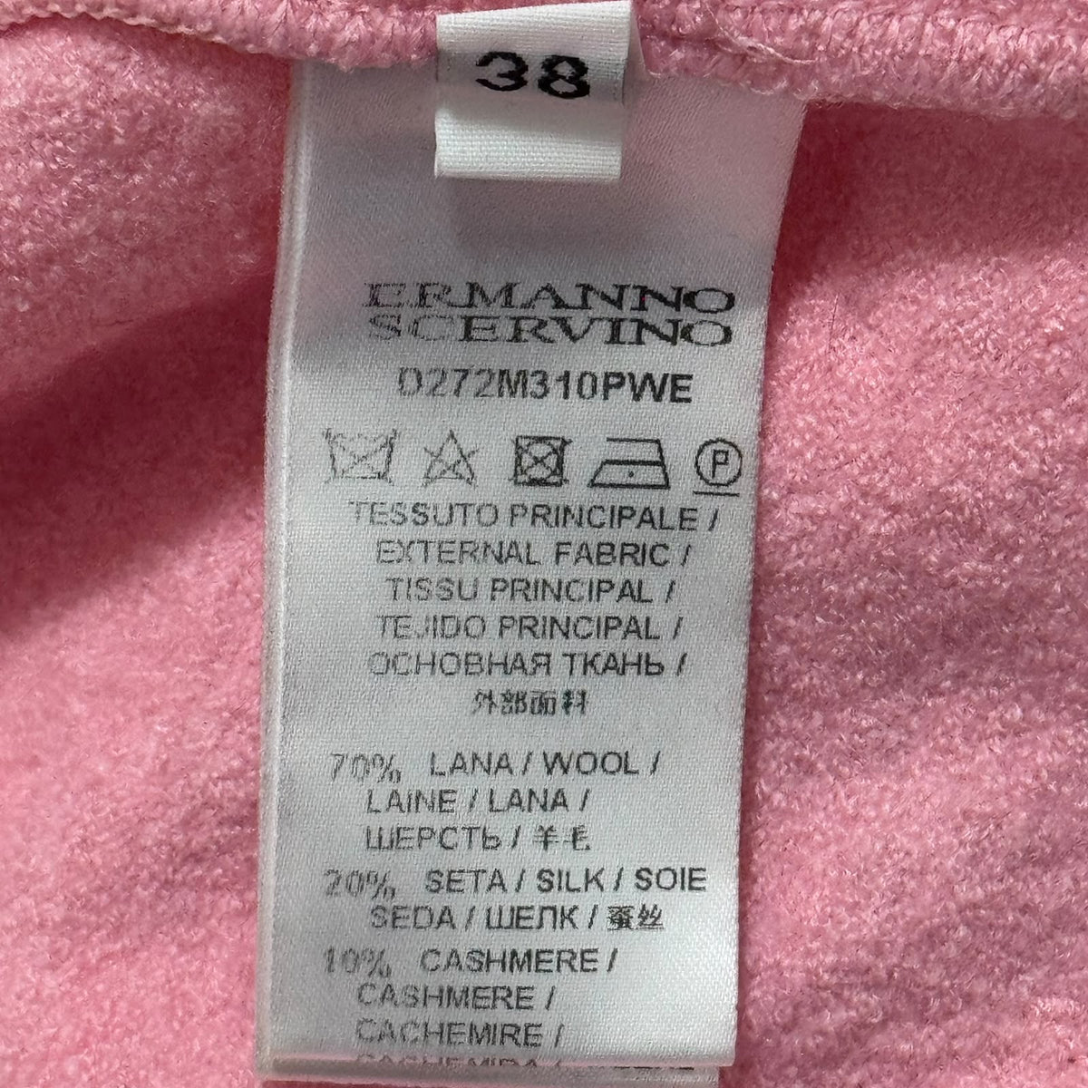 ERMANNO SCERVINO – SKIRT AND SWEATER SET IN PINK WOOL, SILK AND CASHMERE WITH LACE SIZE 38 IT