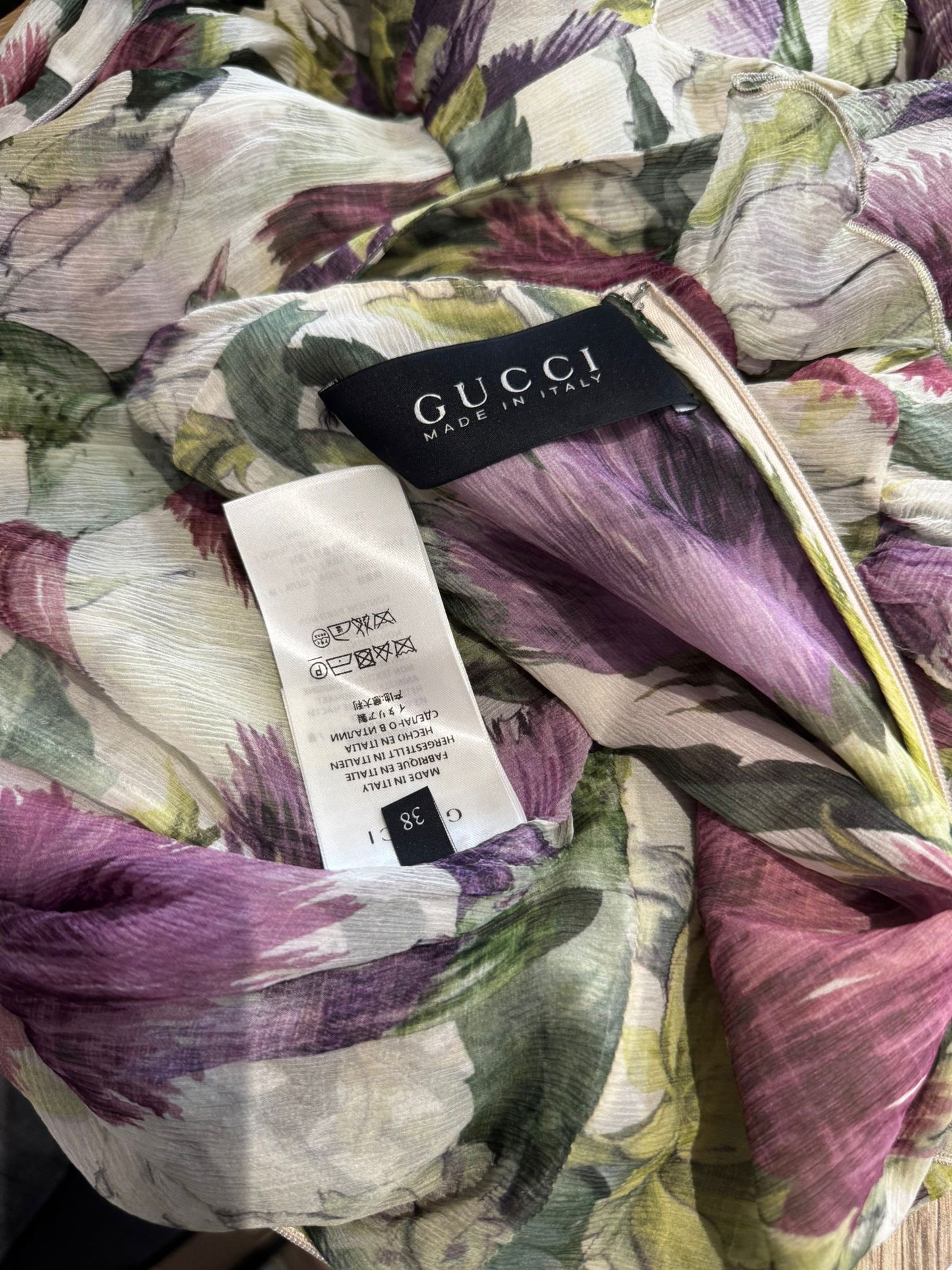 GUCCI - DRESS MULTICOLOR FLORAL SILK SIZE 38 IT
