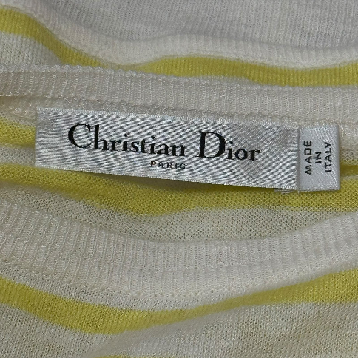 DIOR - TOP KNIT WHITE & YELLOW STRIPED SIZE 38 FR