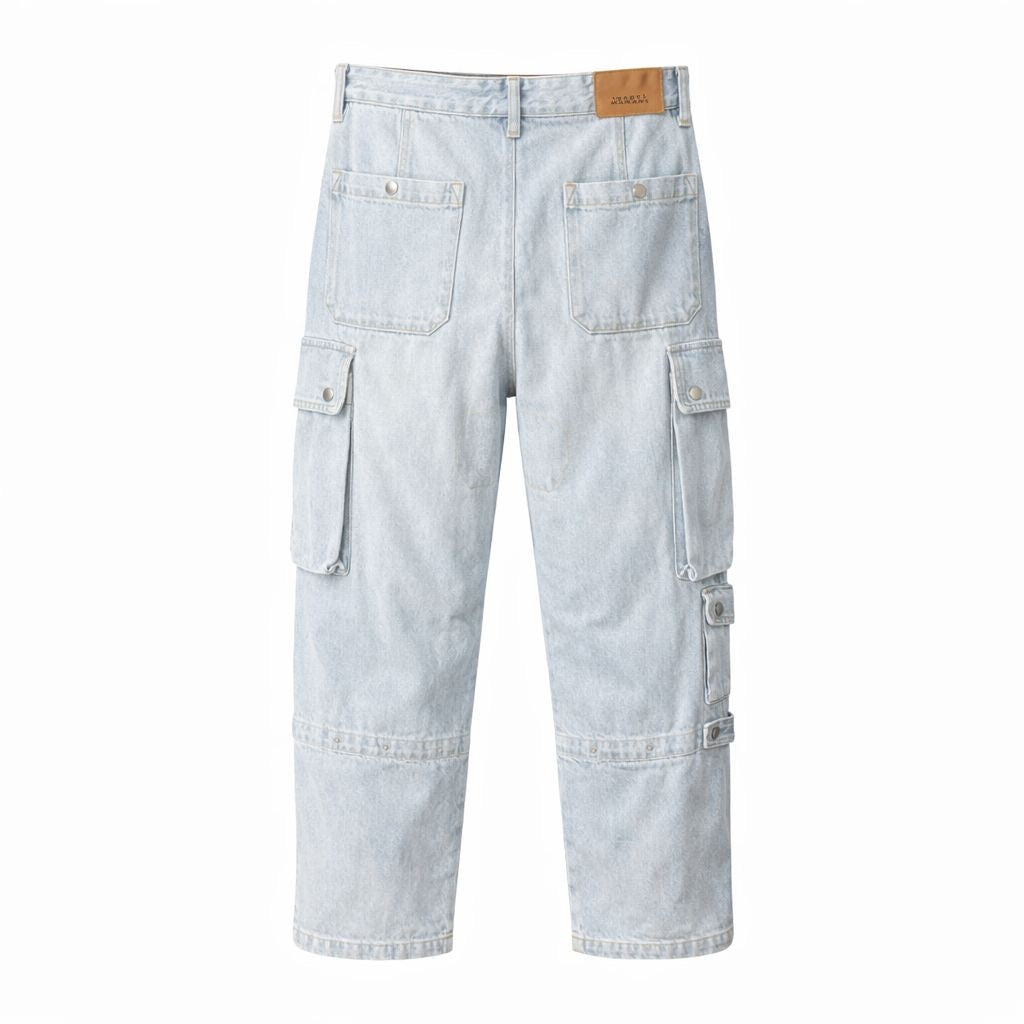 ISABEL MARANT - JEANS ELORE LIGHT BLUE CARGO POCKETS SIZE 38 FR