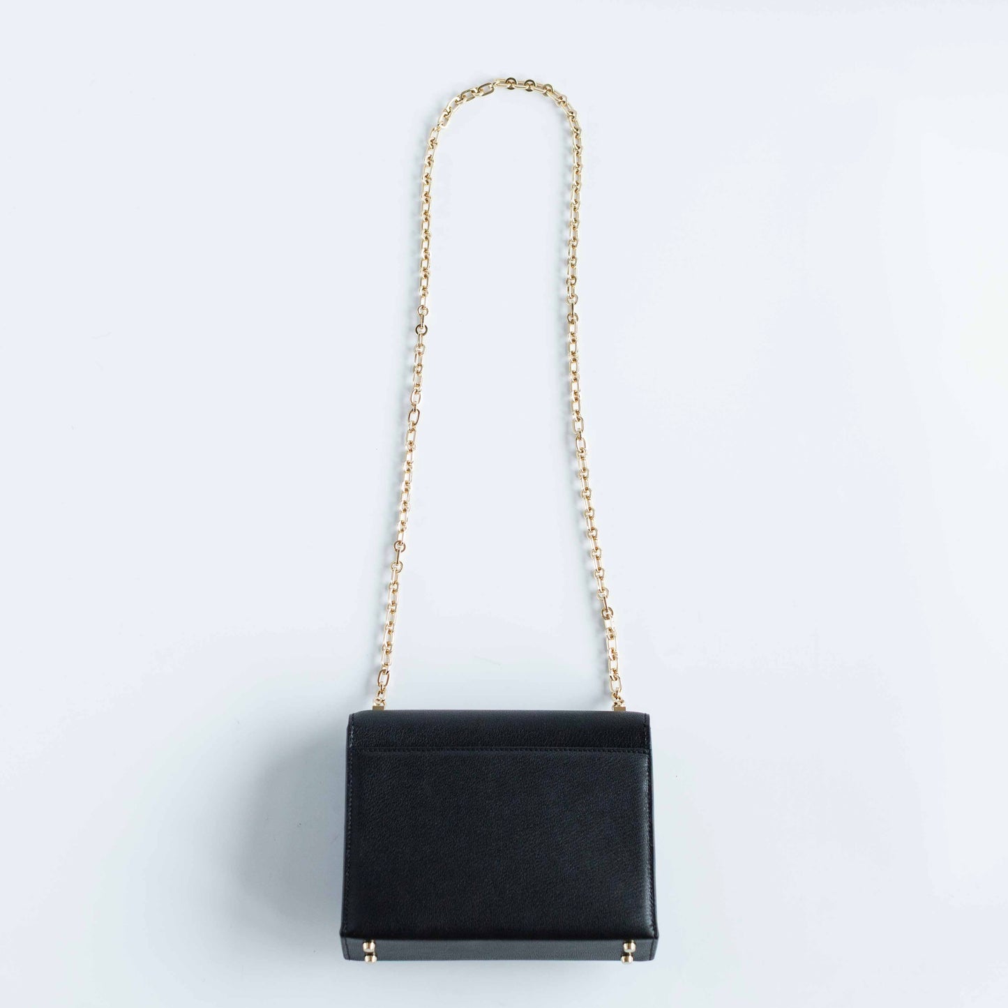 HERMÈS - VERROU MINI SHOULDER BAG IN BLACK CHÈVRE LEATHER WITH GOLD CHAIN