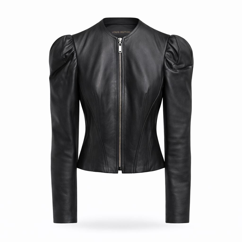 LOUIS VUITTON - *NEVER USED* JACKET BLACK LAMBSKIN SIZE 38 FR
