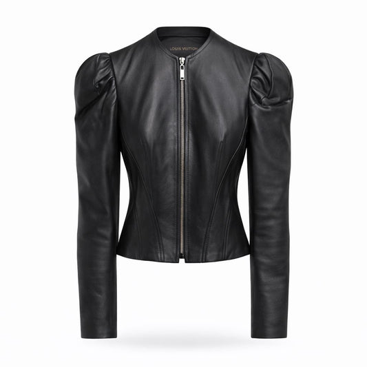 LOUIS VUITTON - *NEVER USED* JACKET BLACK LAMBSKIN SIZE 38 FR